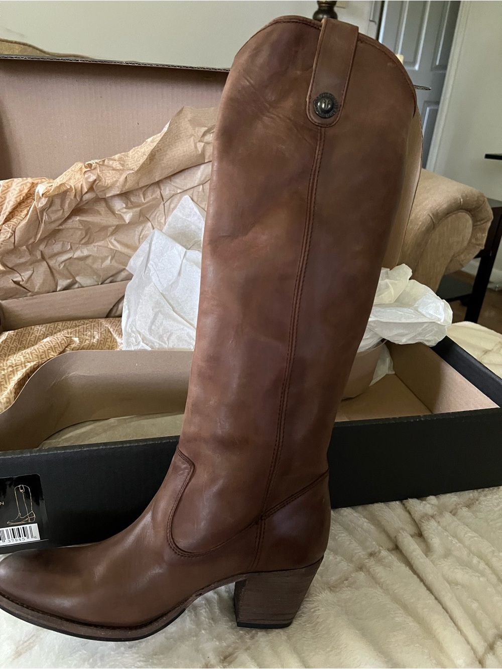 Brown Leather Knee-High Womens Boot